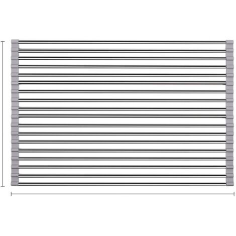 égouttoir d'évier pliable en acier inoxydable (gris) (47 x 35 cm) (18 pièces) (1/5)