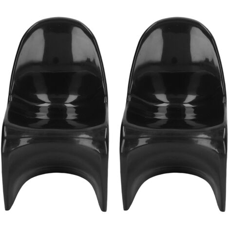 Lot de 2 chaises miniatures à l'échelle 1/6, style décontracté et mignon, en plastique noir, pour maison de poupée ou décoration. Dimensions : 14 x 9 x 8 cm. (1/5)