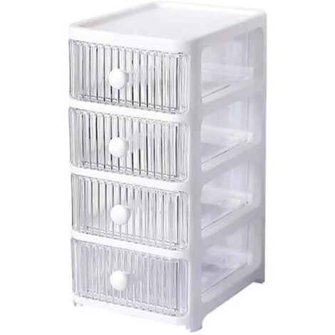 Boîte de Rangement à 4 Couches en Plastique Transparent Tiroir de Bureau Multifonctionnel pour une Organisation Optimale des Fournitures (1/5)