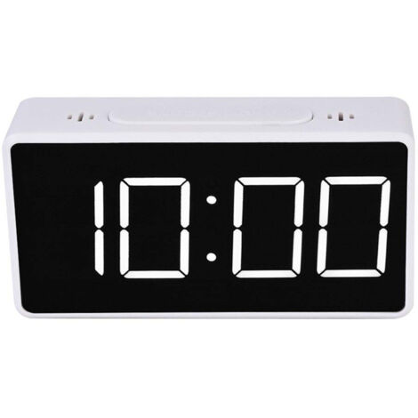 Réveil LED HD - 10 x 5 x 3 cm - Câble USB inclus - Compact et léger - Prêt à l'emploi - Économie d'énergie - Consommation intelligente - Blanc (1/5)