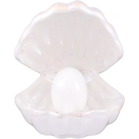 1 lampe de chevet coquillage blanche en céramique, idéale pour les chambres et les chambres d'enfants. (1/5)