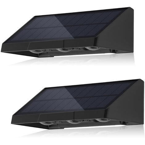 Lot de 2 lampes solaires murales d'extérieur pour jardin, à lentille haute luminosité – Étanche IPX5 pour clôture, patio, terrasse, marches, escaliers et murs (1/5)