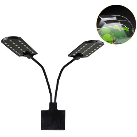 Lampe d'aquarium à pince avec minuterie, dotée de LED blanches et bleues, de plusieurs modes d'éclairage et d'une luminosité réglable. (1/5)