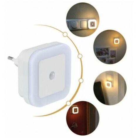Veilleuse LED avec détecteur de mouvement, prise à économie d'énergie, lumière blanche chaude, adaptée aux chambres d'enfants, aux couloirs et aux escaliers - lumière LED à intensité variable. (1/5)
