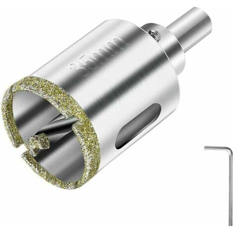 Scie cloche diamantée 35 mm, foret diamanté avec guide central, scie cloche pour carrelage, surface revêtue de diamant, pour la découpe du verre, des carreaux, de la céramique, du marbre et du calcair (1/5)