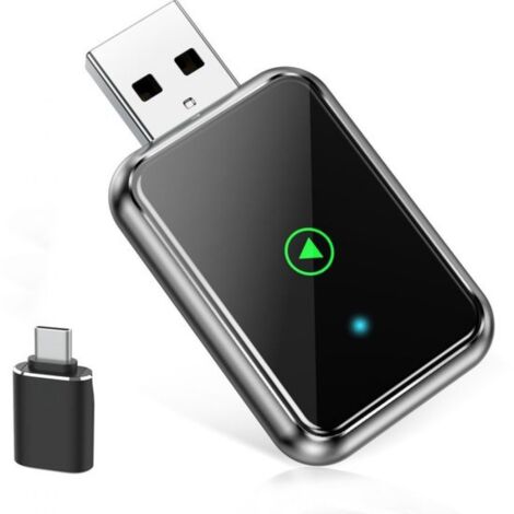 Boîtier sans fil CarPlay et Android Auto - Adaptateur 2-en-1 - Bluetooth 5.0 - Installation facile - Port USB 5 V - Boîtier métallique - Argent (1/5)