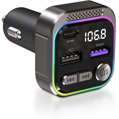 Lecteur MP3 Bluetooth pour voiture C54, en alliage d'aluminium-magnésium, avec émetteur FM PD30W (1/5)