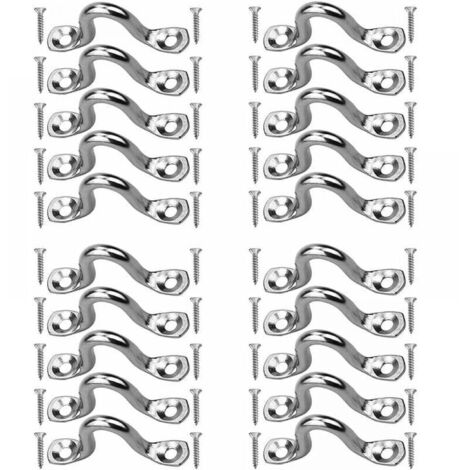 20 Pièces Plaque Oeillet Acier Inoxydable, Boucles De Pont pour Kayaks Pontet INOX, Forme à Bosse Boucle Fixe, Pontet INOX Oeil Plaques, avec 40 Pièces Vis, pour Kayak Canoe Rigging, 4mm (1/5)