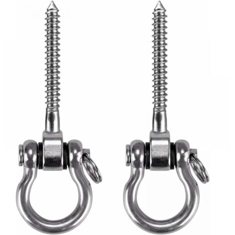 2 Pièces Crochet a Visser, Acier Inoxydable 304 Robuste 180° Crochet Plafond pour Aire de Jeux Intérieure Extérieure Yoga, Hamac ,Corde, Balançoire, Suspendue Chaise, Sac de Boxe , Max 450kg (1/5)