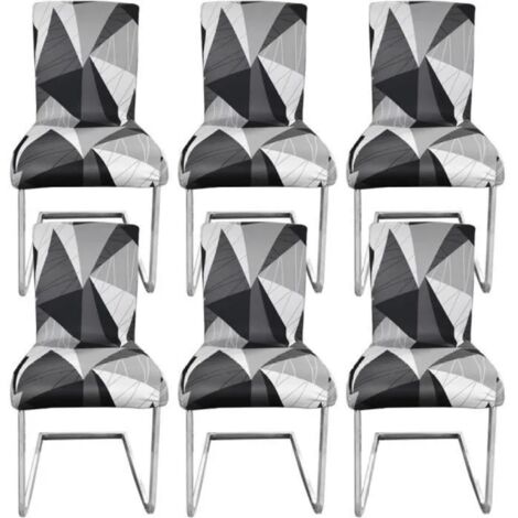 Housses de chaise extensibles 6 pièces - Amovibles et lavables - Protégez, décorez et rénovez (1/5)