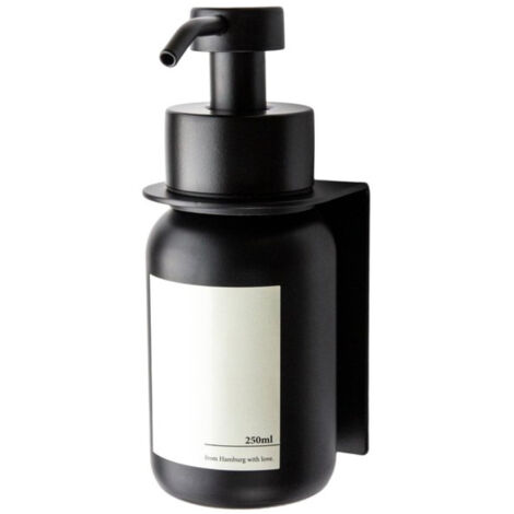 Distributeur de savon en verre (250 ml) - Fixation murale (auto-adhésive) - Pompe en acier inoxydable - Distributeur de savon avec pompe en acier inoxydable et support de fixation murale - Installatio (1/5)