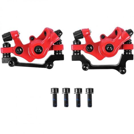 Kit de freins à disque mécaniques pour VTT, vélo de route, vélo pliant et BMX avec adaptateur de montage pour rotor de 160 mm, étriers de freins à disque avant et arrière pour vélo - Noir/Rouge