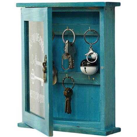 Boîte à clés en bois, porte-clés mural vintage en bois avec 6 crochets pour décoration murale de style campagnard (1/5)