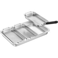 BBQ Grille Panier Set, Panier à Barbecue Acier Inoxydable, Panier à Légumes Barbecue, Paniers a Grillades, Plat de Cuisson Legumes/Viande/Poisson Barbecue avec Trous