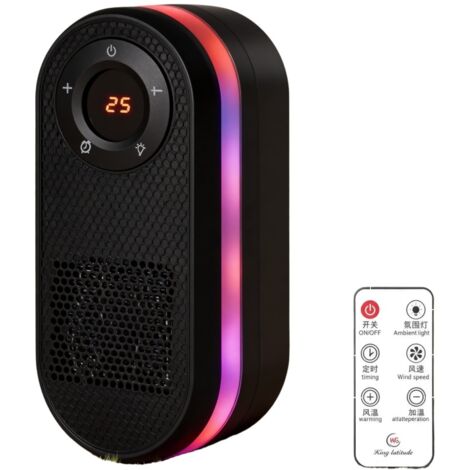 Radiateur D'Appoint Électrique, Portable Mini Ventilateur De Chauffage Avec Affichage LED, Télécommande Et Minuterie, Rotation À 180°, Mural Chauffage D'espace Pour Bureau, Chambre Et Salon (1/5)
