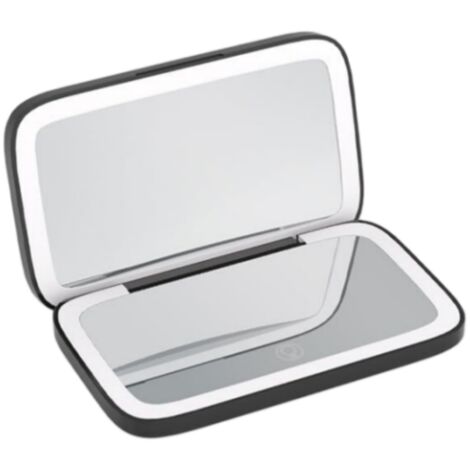 Miroir de Maquillage Pliable avec Loupe 5X Mini Miroir de Courtoisie Carré Chargement USB Portable Double Face Miroir de Poche Compact Noir (1/5)