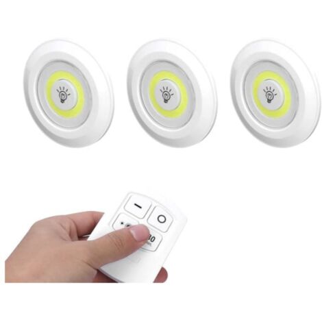 Veilleuse à LED COB, 3pcs Lumières de Chevet à LED avec Télécommande Alimenté par Batterie sans Fil LED Puck Lumière Synchronisation Gradation Lampe de Nuit,Veilleuse (1/5)