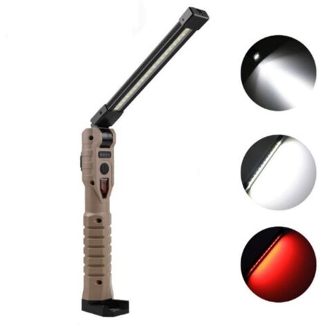 Lumière de travail magnétique LED rechargeable, Lumières de travails pour la mécanique avec stand, Lampe poche magnétique pliable Lumière travail automobile, crochet, tourner à 180°, urgence (1/5)