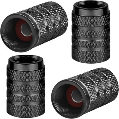 Bouchons de Tige de Valve de Pneu en Aluminium, 4 pièces, Bouchons Anti-poussière de Pneu de Voiture en métal, Bouchons de Valve de Pneu universels avec Joint pour Moto, Camion, vélo (1/5)