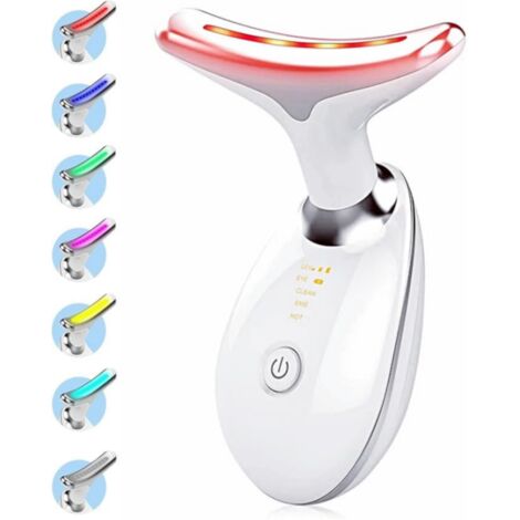 Dispositif de Beauté Anti-rides, Compresse Chaude Visage Massager avec 7 couleurs - 45 ℃ Thérapie de la Lumière Masseur Visage EMS lifting du Cou raffermissant pour tonifier le Visage avec 3 modes (1/5)