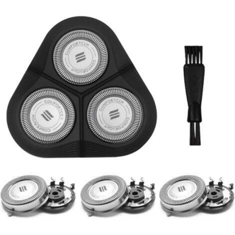 Lot de 3 têtes de rasoir rotatives de rechange compatibles avec le rasoir Philips série 3000, lames en acier inoxydable pour une utilisation sur peau sèche ou humide. (1/5)