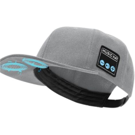 Casquette avec haut-parleur intégré, casquette musicale sans fil, mains - Casquette avec haut-parleur 5.0 et micro, idéale pour les sports de plein air, la course à pied et la pêche (gris et blanc) (1/5)