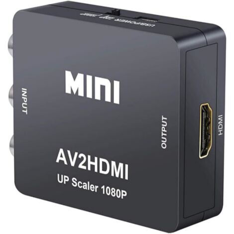 Mini AV RCA CVBS vers HDMI Vidéo Audio Convertisseurs Adaptateur Support 720 1080P pour Caméra, Xbox 360, PS1, PS2, WII, N64, Gamecube, Snes, NES, PSP, Lecteur DVD, VHS (1/5)