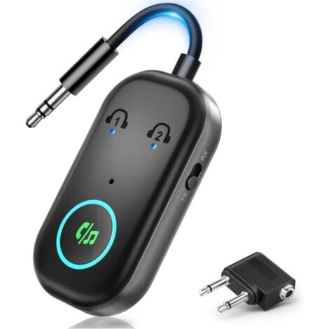 Récepteur Bluetooth 5.3,Emetteur Bluetooth 2 en 1 Adaptateur Bluetooth Jack 3,5mm,Récepteur Bluetooth Jack,Prend en Charge 2 for AirPods/Casques,Emetteur Aux pour TV/PC/Voiture/Gym/Avion/Haut-Parleur (1/5)