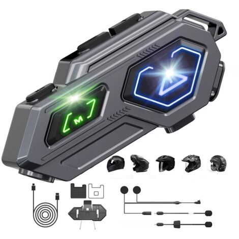 Casque moto C8 Pro avec intercom, système de communication pour 2 personnes, haut-parleur HD, Bluetooth 5.4, assistant vocal pour écouter de la musique et suivre les instructions de navigation, 1 pièc