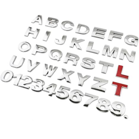 Kit d'emblème de voiture personnalisé en métal 3D – Lettres A-Z et chiffres 0-9 en alliage de zinc de qualité supérieure – Créez votre propre emblème et plaque d'immatriculation personnalisés (1/5)