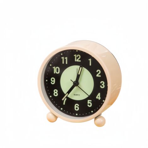 Réveil analogique lumineux 4 pouces Double clochette, mouvement à quartz silencieux (sans tic-tac), à piles Sonnerie puissante et rétroéclairage Style vintage et rétro pour table de chevet (1/4)