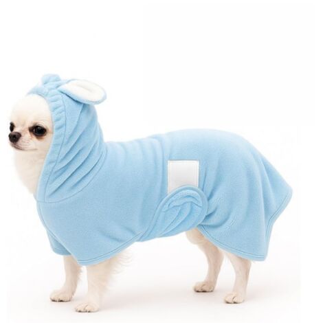 Peignoir-serviette pour animaux de compagnie (chien/chat), manteau de séchage ultra-absorbant, peignoir à capuche pour chiens mignons, col et sangle ventrale ajustables (taille S) (1/5)