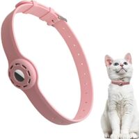 Collier Chat Anti Étranglement Réglable pour chat AirTag I Collier avec fermeture de sécurité I compatible avec Apple AirTag I Bracelet en silicone Code M Rose