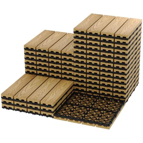 WPC Dalles Clipsables 30 X 30 cm, Dalles De Terrasse, Dalles Imitation Bois, RéSistantes Aux IntempéRies – Carrelage ExtéRieur, Pose Facile, Aspect Teck Durable – Pour Balcon, Terrasse, Jardin Et Pisc