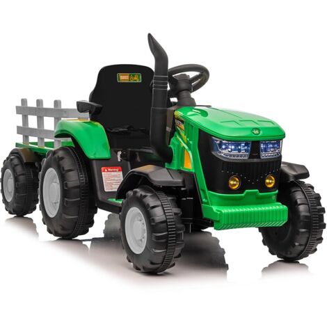 Voiture électrique pour enfants, tracteur électrique avec remorque, tracteur à monter avec télécommande, voiture électrique pour enfants avec fonction MP3, véhicule pour enfant avec phare (rouge Voiture électrique pour enfants, tracteur électrique avec remorque, tracteur à monter avec télécommande, voiture électrique pour enfants avec fonction MP3, véhicule pour enfant avec phare (rouge