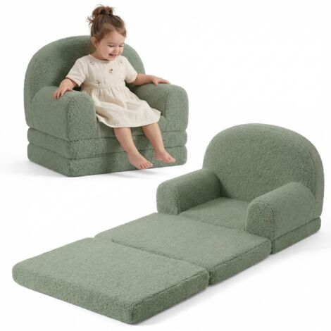 Canapé Et Fauteuil 2 En 1 Pour Enfants, Canapé Pliable, Fauteuil En Polaire Douce Avec Housse Amovible