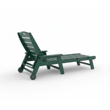 ransat de jardin à roulettes, chaise longue inclinable 5 positions avec accoudoirs et porte-gobelet, résistant aux intempéries pour piscine, terrasse et plage (1/5)