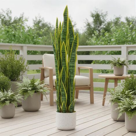 Sansevieria artificiel 90 cm en pot – Plante d'intérieur réaliste sans entretien – Déco salon, couloir, entrée (1/5)
