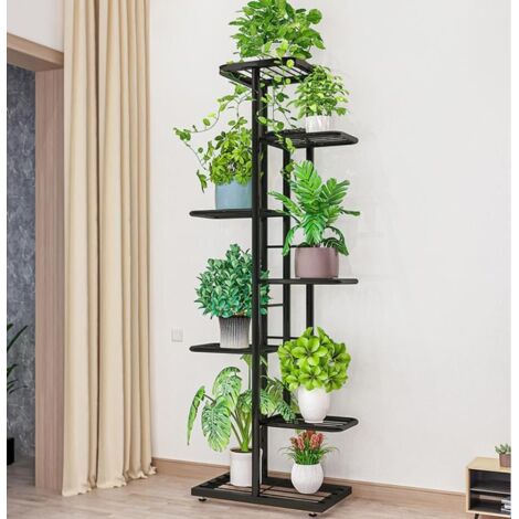 Étagère à plantes métallique H918 - 7 niveaux pour 8 pots, robuste, décorative pour balcon et salon