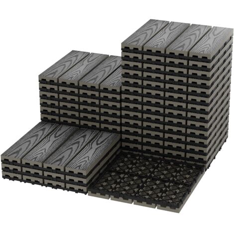 Carreaux WPC 30 x 30 cm Carrelage de patio, Carrelage à clic, carreaux de balcon à l’aspect bois, sols Carrelage à clic pour balcon et patio