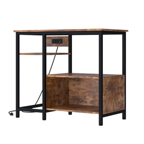 Support aquarium métal panneau particules 4 étagères prise électrique charge 300 kg compatible 40 50 gallons terrarium brun 93 x 48 x 78 cm