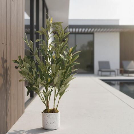 Olivier artificiel Garvee 60 cm 8 olives jardinière blanche décoration salon maison bureau (1/5)