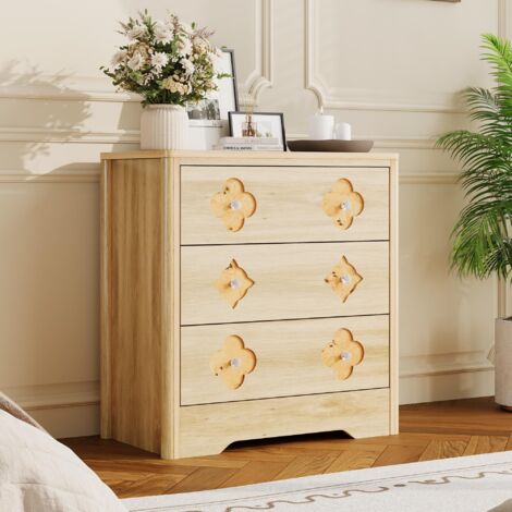 Commode 3 tiroirs motif ajouré poignée cristal capacité 220 kg 80×40×77 cm salon chambre (1/5)
