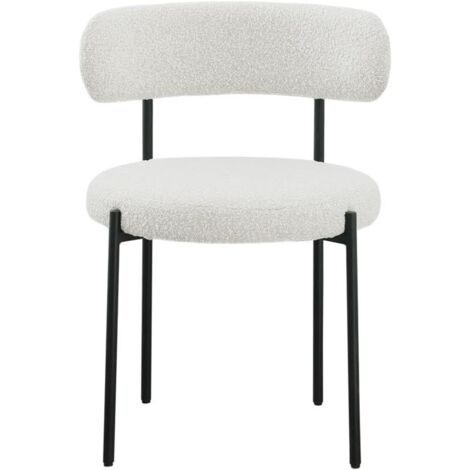 Lot 2 chaises rembourrées chenille blanche modernes salle à manger sans accoudoirs cuisine dossier tissu confortable salon (1/5)