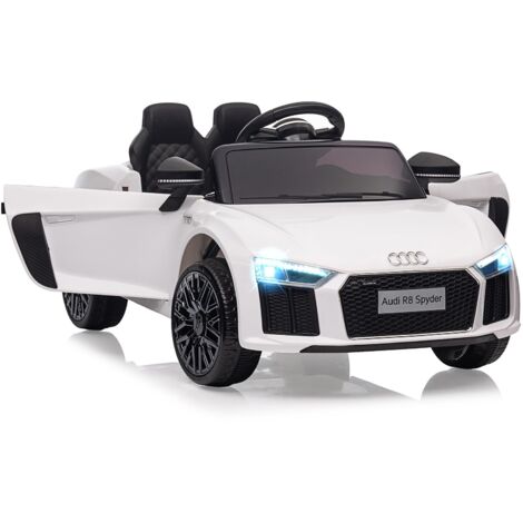 Auto électrique enfant Audi R8 Spyder licence 2RM double moteur 25W×2 6V 4.5Ah×2 plastique métal chargeur EU 12V 500mA blanc