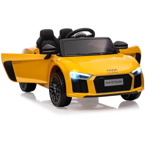 Auto électrique enfant Audi R8 Spyder licence double moteur 2WD 25W×2 6V 4.5Ah×2 plastique métal chargeur EU 12V 500mA jaune