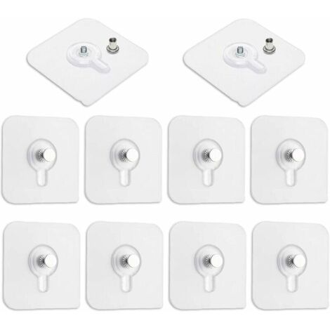 VURAHOME - Lot de 10 Accroche Tableau Sans Percer, Transparent Languette Crochets Adhésives pour Cadres Photo Mural, Miroir et Affiches——