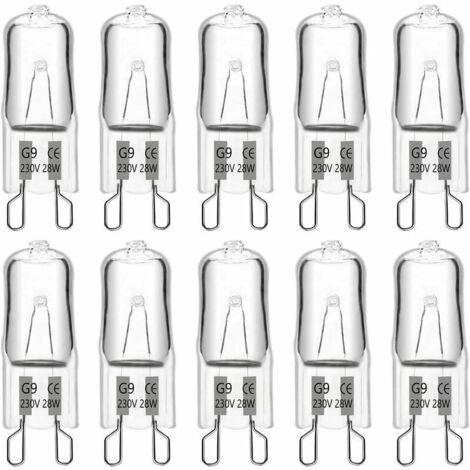 VURAHOME - Ampoule Halogene G9 28W 230V, 370LM 2700K Blanc Chaud Dimmable, G9 Ampoules Capsule, pour Lustres, Lampes de Paysage, Appliques Murales, Éclairage d'armoire, Lot de 10 (1/5)