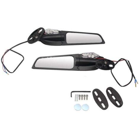 VURAHOME - 2pcs moto modifié vent aile pivotante universel rétroviseur aileron 90 ° rotatif réglable rétroviseurs latéraux avec clignotants (1/5)