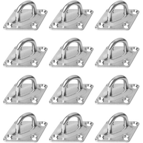 VURAHOME - Plaque Oeillet Acier Inoxydable M5 (12Pcs), Plafond Crochet de Pont Plaque de Plafond en Acier Inoxydable Crochets Mural en U Forme pour Bateau, Yoga, Sangle d'entraînement, balançoire, ham (1/5)